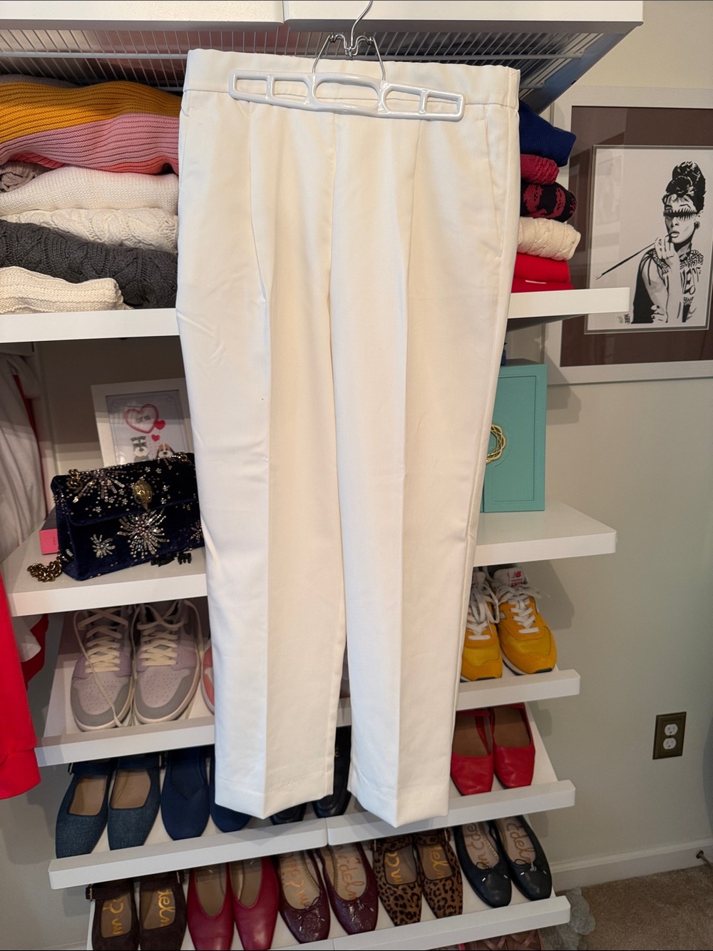 Ann Taylor White Straight-Leg Dress Pants